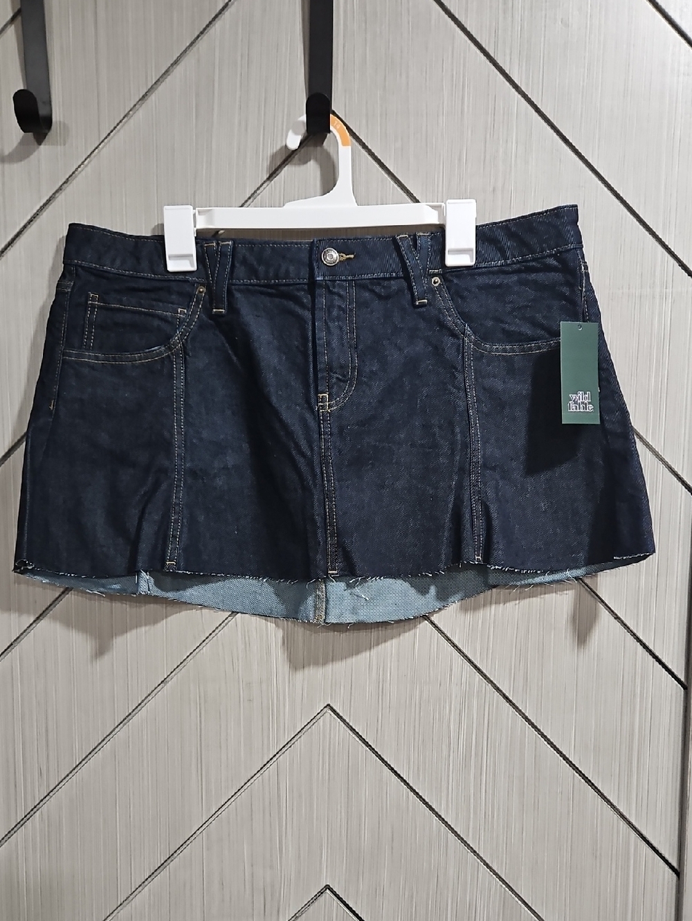 wild fable Dark Indigo Denim Skirt with Contrast Stitching